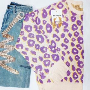 Purple leopard sweater